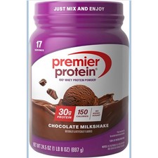 Premier Protein Chocolate Milkshake 100 percent Whey Protein Powder 24.5 oz Tub
