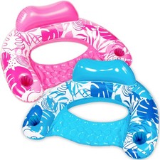 Inflatable Pool Floats Adult,2 Pack X-Large Pool Chairs with Cup Holders,Blow...