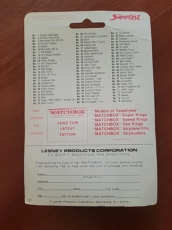 Matchbox Superfast No. 4 Pontiac Firebird 1975 azul-1/64 en tarjeta Foto 2 de 3