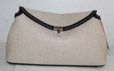 NWT TOTEME T-Lock Clutch Crossbody Bag Canvas Leather Beige Black