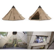 New 18 ft x 18 ft Teepee Camping Tent For 8 People And Gear Brown with Carry Bag