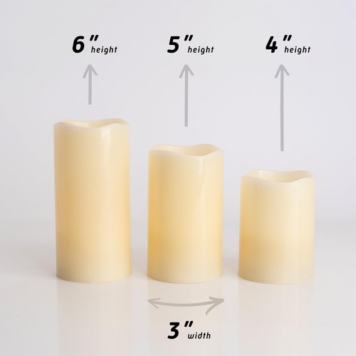 "Set di 3 Candele LED Senza Fiamma Cambiamento Colore con Timer Telecomando 4"" 5"" 6" - Foto 6 di 11