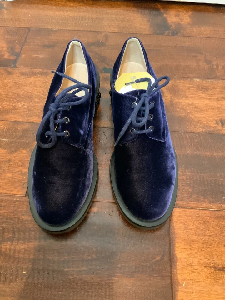 Zapatos Oxford Nicholas Kirkwood Azul Terciopelo Negro Perla Tacón, Talla 7.5 | 37.5 Foto 2 de 4