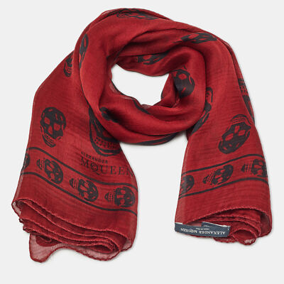 Alexander McQueen Red Skull Pattern Silk Square Scarf | eBay Alexander McQueen Red Skull Pattern Silk Square Scarf | eBay