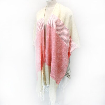 OSO Casuals Striped 100% Cotton Beach Kimono Style Cardigan One Size XS-XL