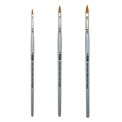 AS-27 Golden Taklon Synthetic Cat's Tongue Brush Set 3 pcs