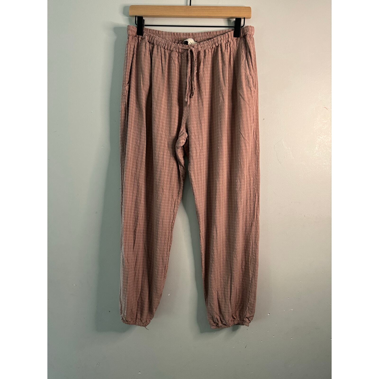 Saturday Sunday by Anthropologie pink loose fit linen blend joggers size small