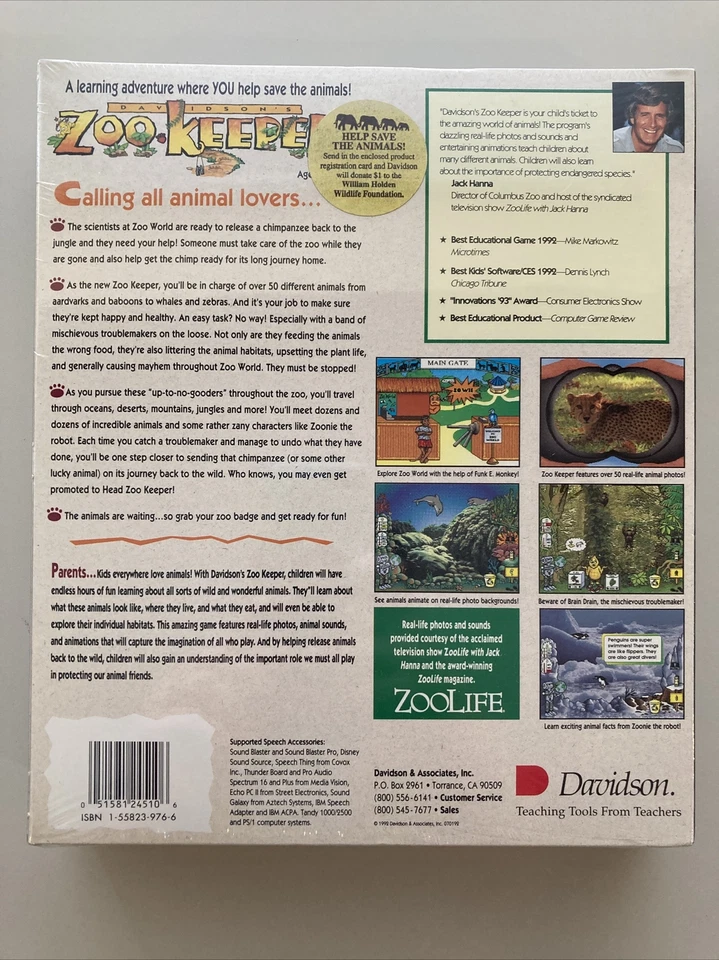 Davidson's Zoo Keeper game for Macintosh Ages six to adult 1992 Factory sealed - Image 3 of 4