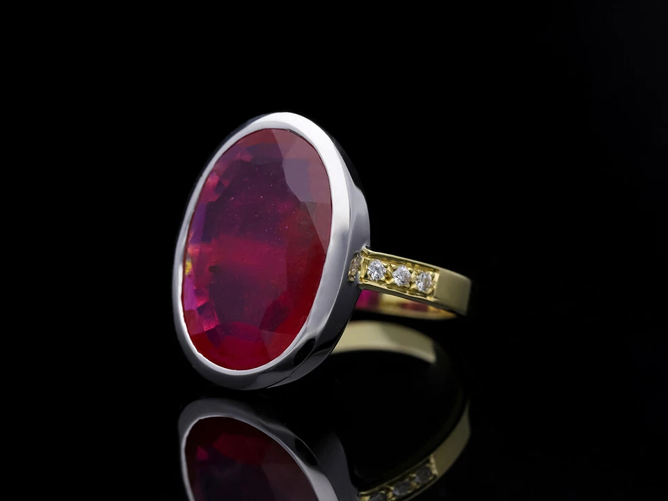 Top Preis Ring 6,14 ct. Diamanten Rubin 585 Gold 925 Silber Wert 2.500 EUR Deta - Bild 2 von 4