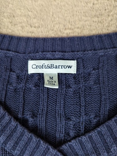 Croft & Barrow Women’s Navy Cable Knit Sweater - Medium, 100% Cotton Pullover - Picture 10 of 12