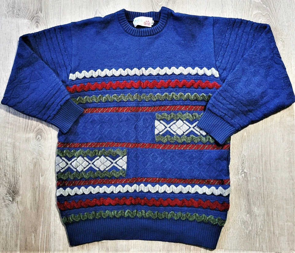 Suéter De Colección Años 60 70 Monte Carlo Lana Texturizada De Colección Tejido Geométrico Retro Esquí S Foto 2 de 4