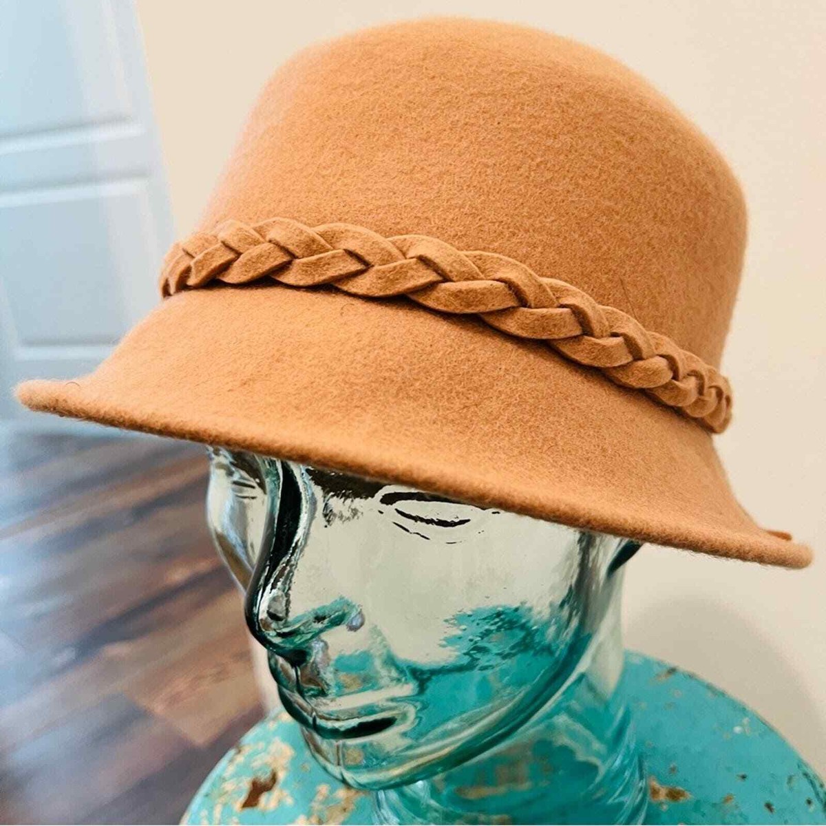 Tan 100% wool Hat with Braided Detail Amelia in Tan main image 2