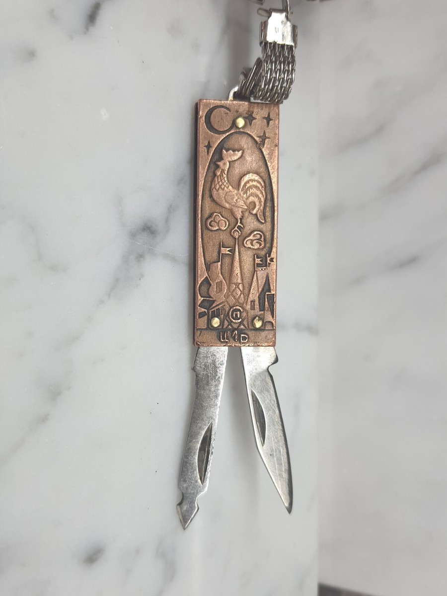 古い折りたたみ式かま(金象印)超レア品 Vintage USSR Pocket Folding Keychain Manicure Knife Souvenir Gold