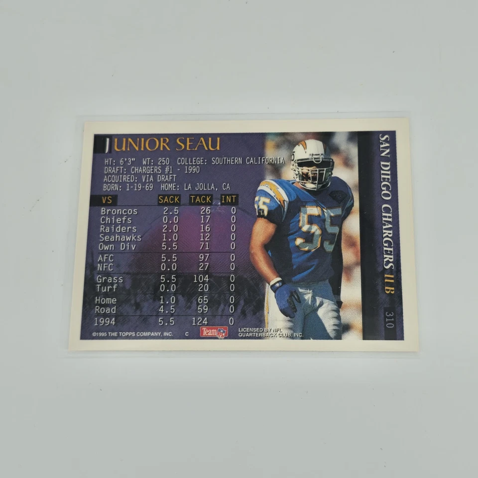 1995 Bowman #310 Junior Seau San Diego Chargers - Image 2 of 2