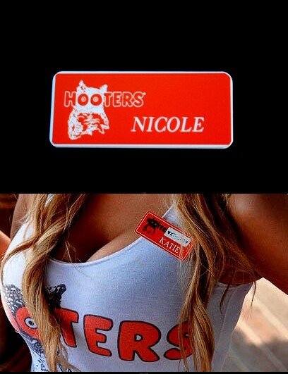 Nicole Hooters Girl Uniform Name Tag Pin Casino Dealer Bartender Halloween Extra