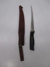 Vtg 1967 Normark Fiskars Finland Stainless Steel #74 Fish Fillet Knife & Sheath