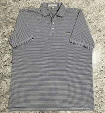 Holderness Bourne Polo Shirt Mens XL Tailored Fit Rugby Golf White Blue Stripe