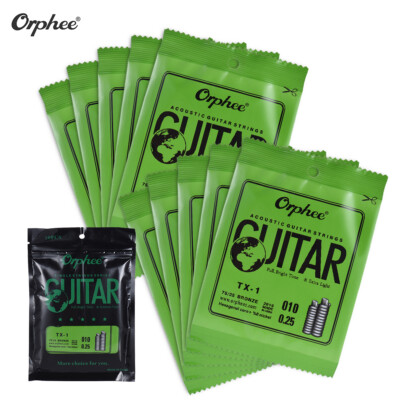 10 Pcs Orphee Acoustic Guitar Strings 1st E-String .010 Extra Light ...