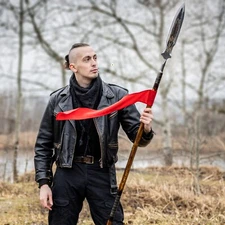 Hand-Forged Draupnir Spear GOW Kratos spear with Etched Blade Wooden Shaft 87.4"