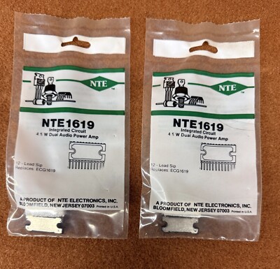 NOS NEW NTE Electronics NTE1619, IC, 4.5W Dual Audio Power Amp (ECG1619) 2 Pack