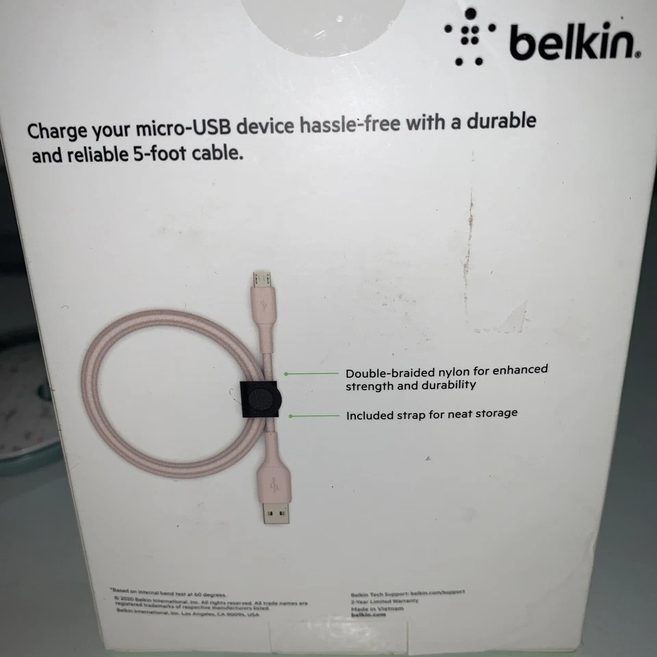Cable Belkin Trenzado Micro-USB a USB-A + Correa, 5 pies, 3 piezas sin paquete Foto 4 de 4