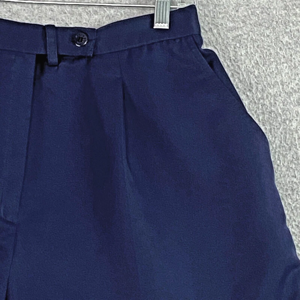 Pantalones Cortos Leon Levin Para Mujer 10 Azul Marino Plisado Frontal Tiro Alto Cintura Elástica Foto 2 de 4
