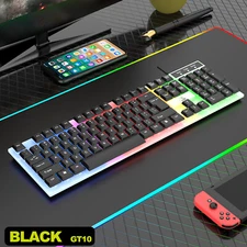 Gaming Keyboard Mouse Combo-Anti-Ghosting Backlit Mechanical Feel for Desktop PC