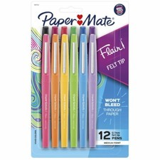 NEW 12 PAPER MATE FLAIR FELT TIP MEDIUM POINT 0.7mm PENS VIVID COLORS