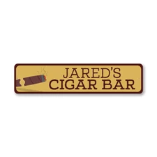 Personalized Cigar Bar Sign Custom Name Man Cave Wall Decor Aluminum Metal Sign