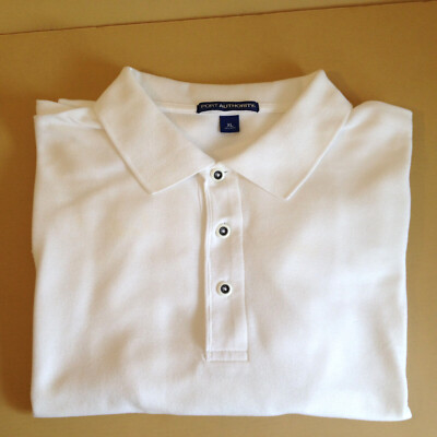 Port Authority Men's White Polo Shirt Short Sleeve Size XL