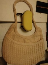 Vintage Off 1980s White Macrame Stitched, Hand Held Clutch Bag or Shoulder Purse