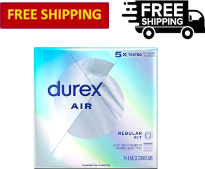 Durex Air Condoms Extra Thin Transparent Latex Men's Condoms, Regular Fit -24 Pk