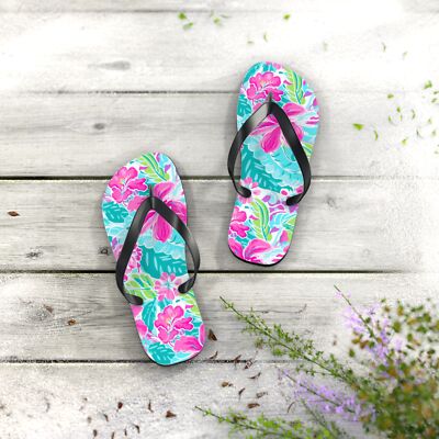 Women s Colorful Flip Flops   Tropical Beach Sandals, Summer Pool Shoes
