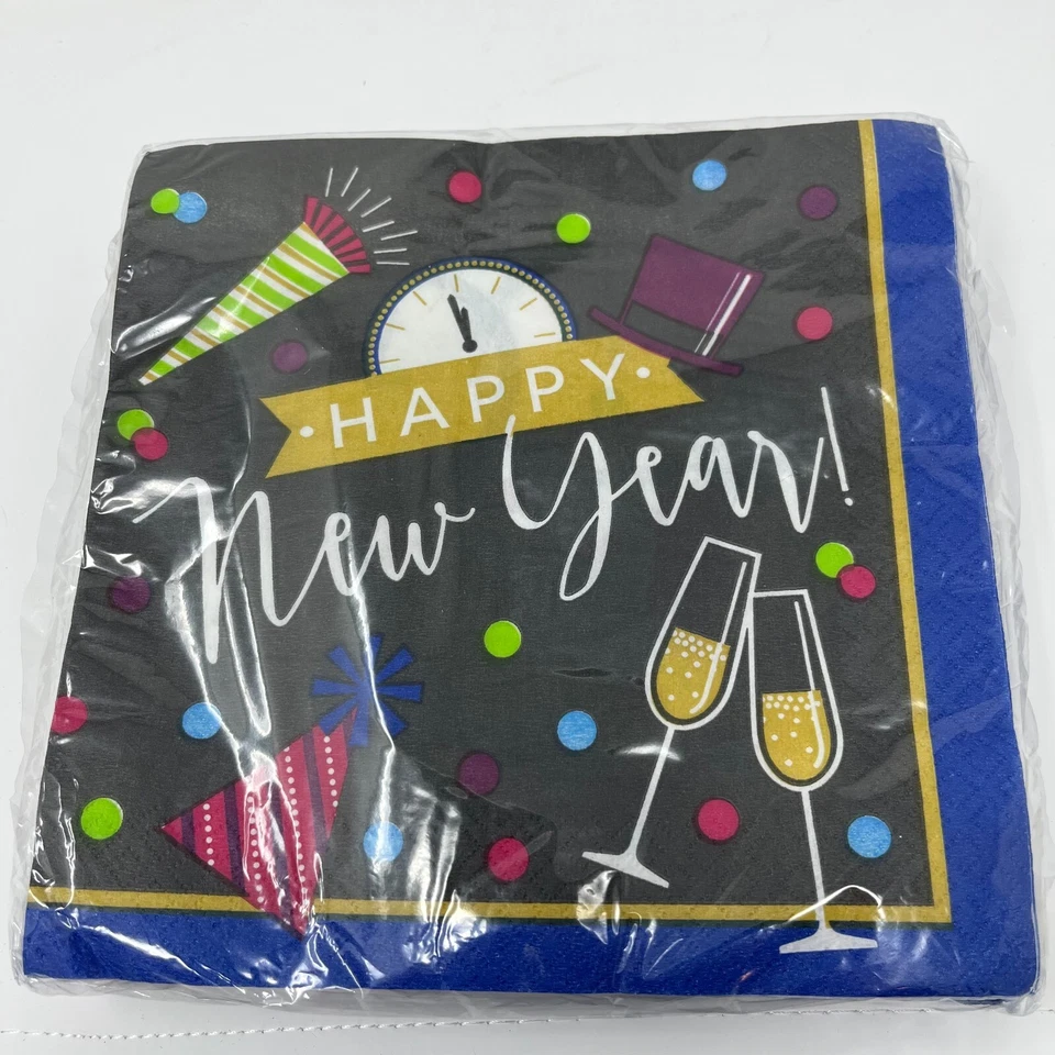 New Years Eve Cheers Happy Cocktail Holiday Party Paper Plates Napkins Serves 8 - Image 4 of 4