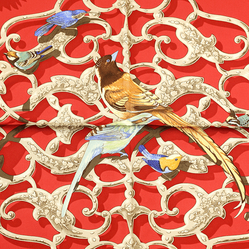Hermes Schal OISEAUX DE L'INDE ET DE L'HIMALAYA 90cm Seide Carre Foulard - Bild 4 von 7