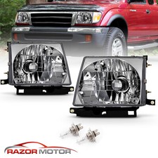 Chrome Headlight Pair W Bulb For Toyota Tacoma 1997-2000 2wd 1998-2000 4wd