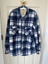 Mens Flannel Shirt Medium Multi Blue Plaid Classic Flap Pockets