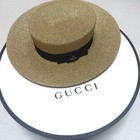 Gucci Gold Straw Hat M Size Honeybee Charm Excellent Condition