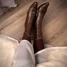 Refurbished Antique Victorian Brown Leather Boots