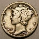 1928 D Mercury Dime 90% Silver VG-F  "Actual Coin Pictured - Not Cleaned"