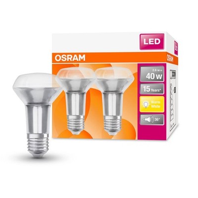2 x Osram LED Glas Reflektor R63 2,6W = 40W E27 matt 210lm warmweiß 2700K 36°