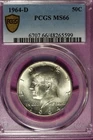 1964 D PCGS MS66 KENNEDY HALF DOLLAR #B53342