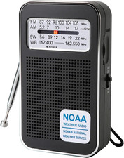 Portable NOAA Weather Radio, 4 Band Transistor Radio FM/AM/SW/WB Emergency, 33.5