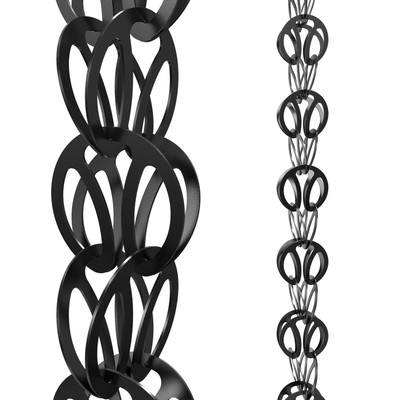 Rain Chains Direct Modern Loop Rain Chain, 8.5 Feet Length, Aluminum, Black