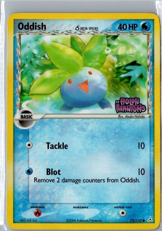 Pokémon 2006 TCG Oddish 73/110 EX Holon Phantoms stamped Reverse Holo Card NM