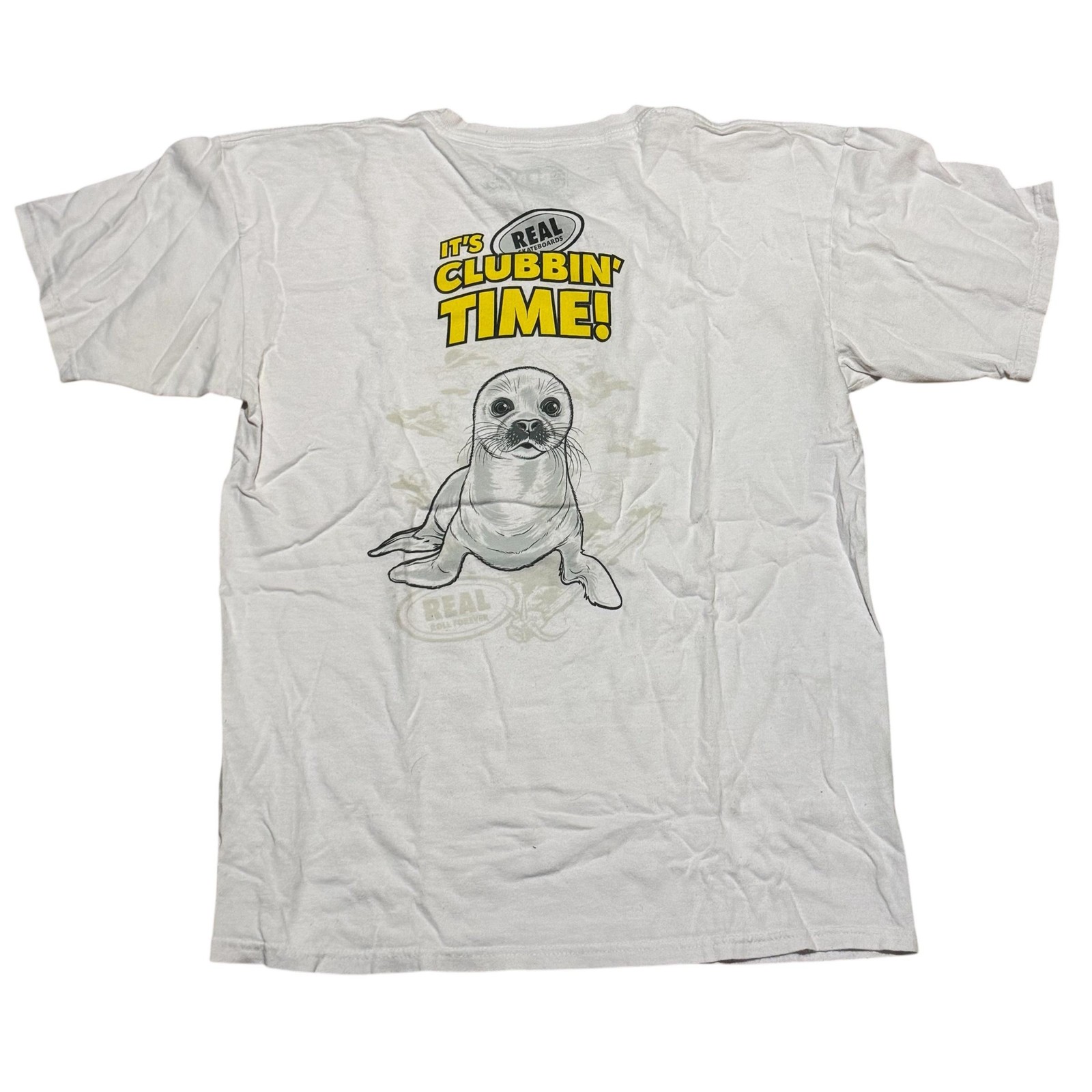Shirt Mens Large White Seal Graphic Funny Clubbin Time Tee