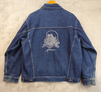 Platinum FUBU Fat Albert Denim Jean Jacket Embroidered Vintage Y2K Mens Medium