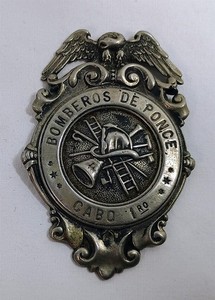 Vintage Obsolete Bomberos De Ponce Cabo Puerto Rico Fire Badge Firefighter