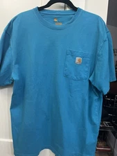 Carhartt Pocket Tee Mens Large  Blue Carhartt Force original Fit Shirt Logo
