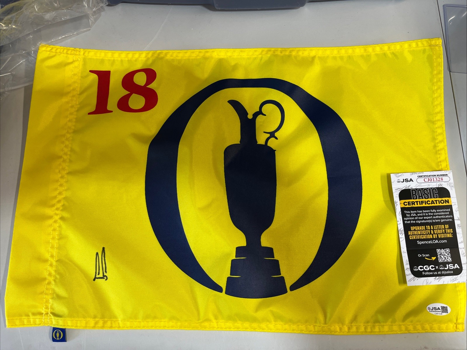 Ernie Els Autographed Signed BRITISH OPEN PIN FLAG JSA COA THE OPEN HOF LEGEND 